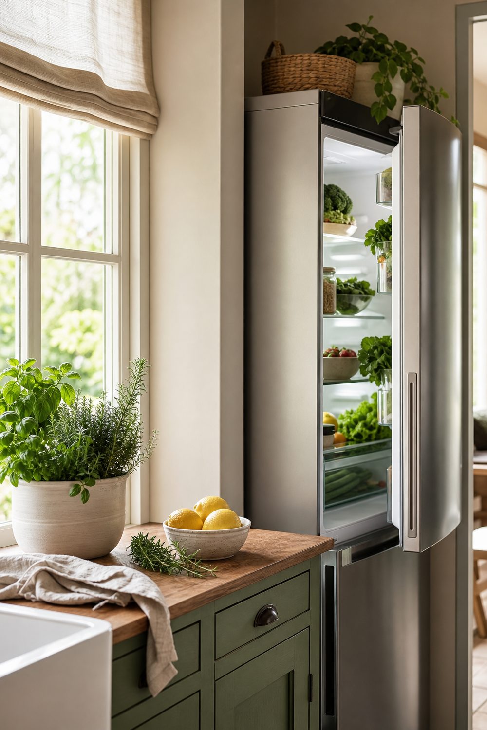 Aliments colorés riches en antioxydants sur une table de cuisine